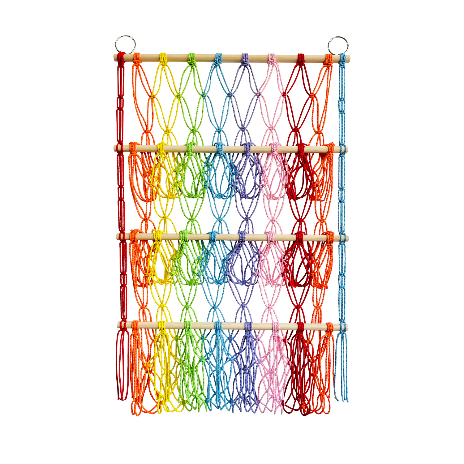 ins three-layer storage rack simple decoration children's room book decoration wooden stick double-layer plush toy storage net pocket