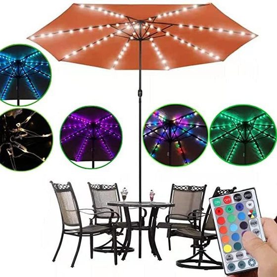 Amazon Outdoor Solar Umbrella Light String Garden Lawn Parasol Light Band 104 Lights Solar Umbrella Light String