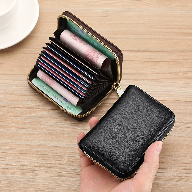 Anti-degaussing Card Holder for Men and Women Zipper Multi-card Bank Card Holder Large Capacity Small Driver's License Card Holder Wallet