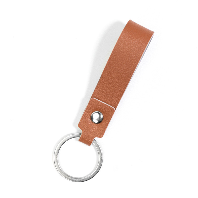 Creative double-sided leather simple key chain pu multifunctional car key chain personalized business small gift key ring