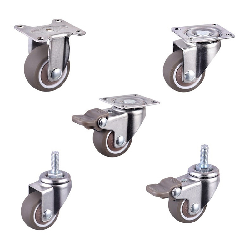 Light Duty tpe caster silent universal wheel with brake Vientiane small roller single bearing rubber wheel tpe caster