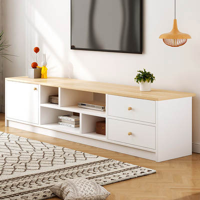 Yijiada TV Cabinet Coffee Table Combination Modern Simple Small Apartment Home Living Room Bedroom Imitation Solid Wood TV Cabinet