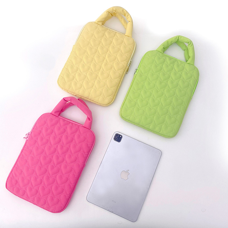 Korean Style Fresh Embroidered Portable Inner Bag Soft Love ipad Storage Bag 14 Inch Laptop Bag