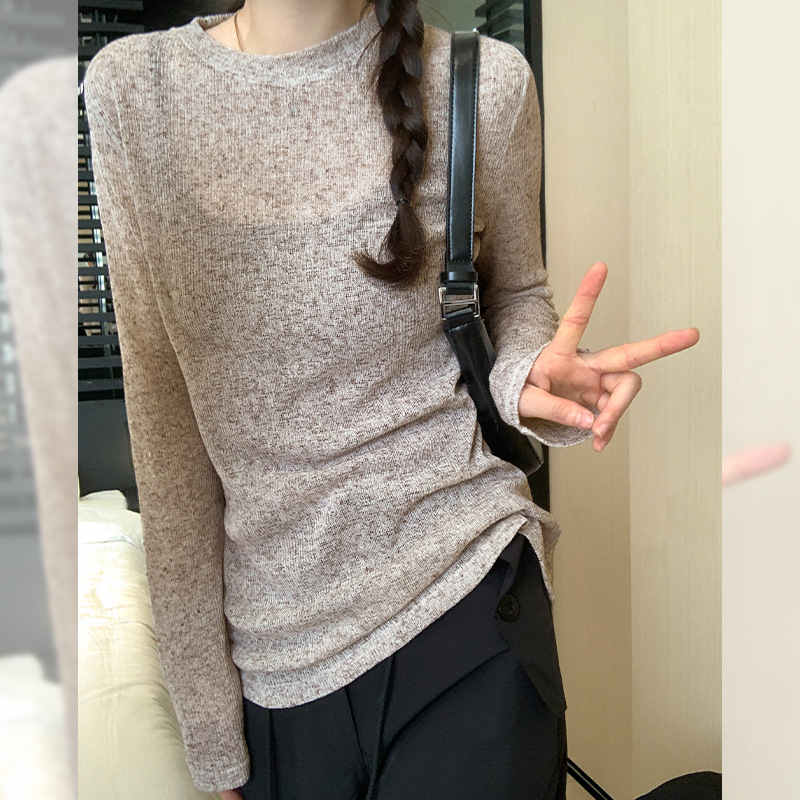 Korean-style Summer 2023 New Snowflake Linen Sunscreen Thin Slim-fit Slimming Solid Color Sweater