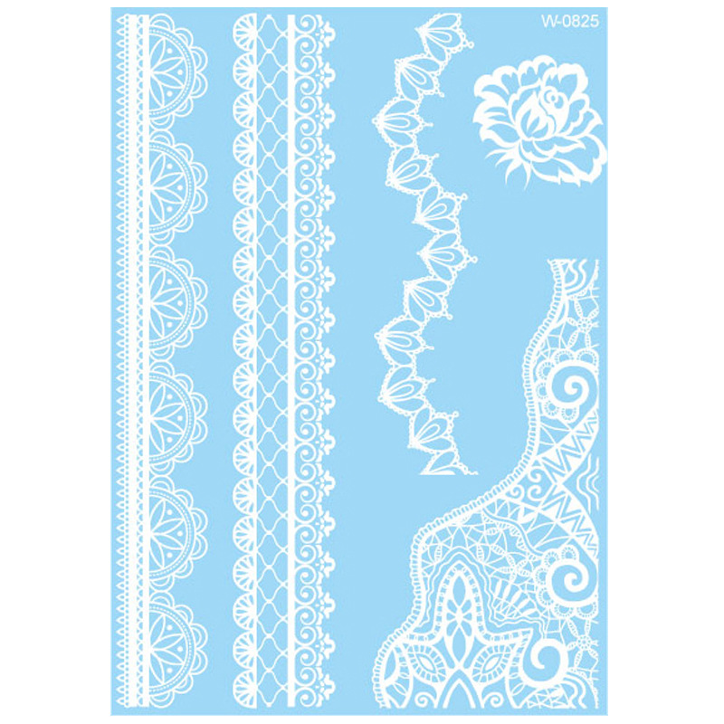 Zhengxiang 2024 European and American White Lace Tattoo Sticker Waterproof 3D India Hannah Tattoo Sticker Amazon Tattoo
