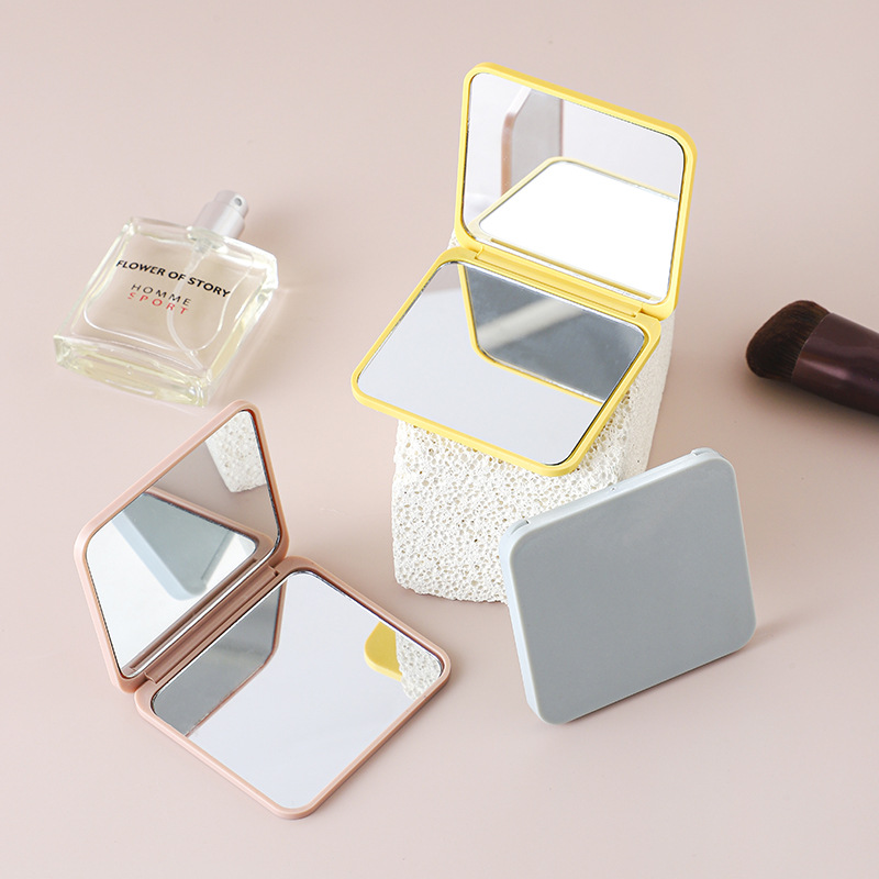Mirror folding makeup mirror portable double-sided flip enlarged student Square gift small mirror wholesale