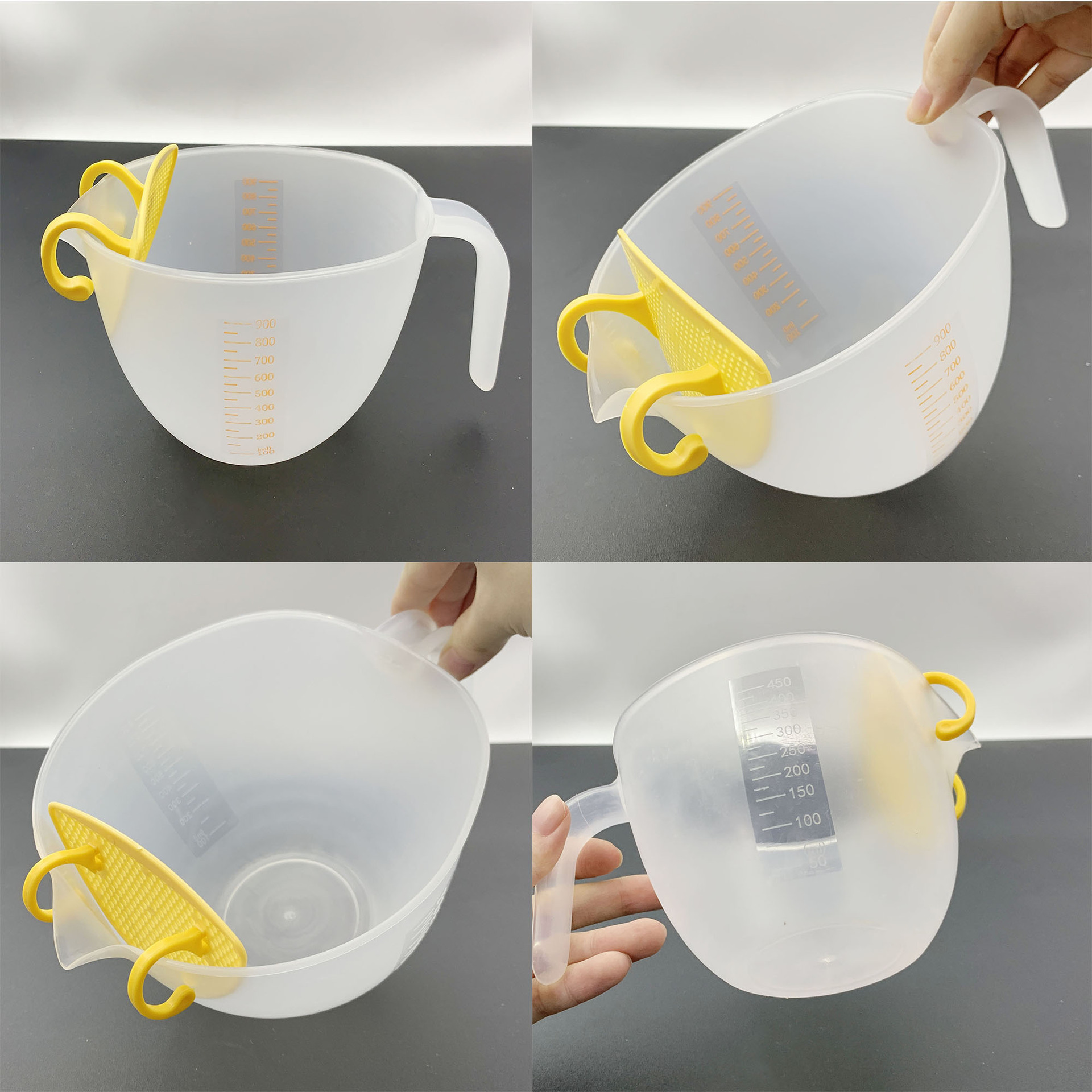 Filter measuring cup large capacity with scale egg liquid plastic egg beating cup egg baking with filter screen kitchen rice washing bowl