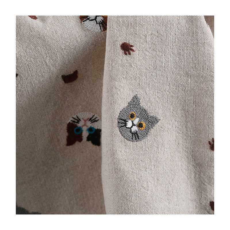 Embroidered cloth animal cat embroidery handmade fashion household items dress decorative fabric