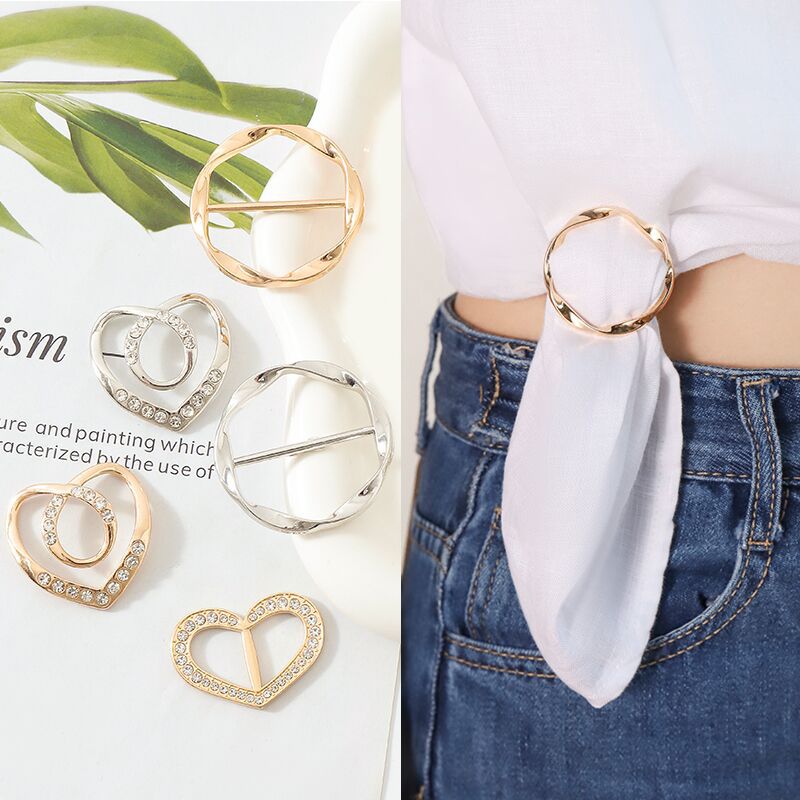 Korean multi-functional silk towel buckle wholesale high-level clothes accessories buckle pearl rhinestone corner knot buckle jewelry