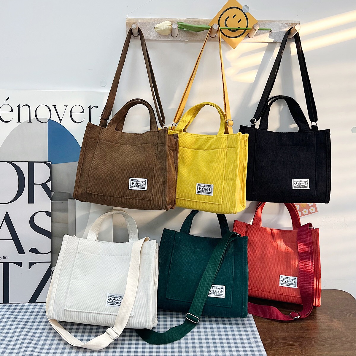 2022 new corduroy shoulder lunch box bag Korean version of simple diagonal bag cross-border trend of a generation of hair