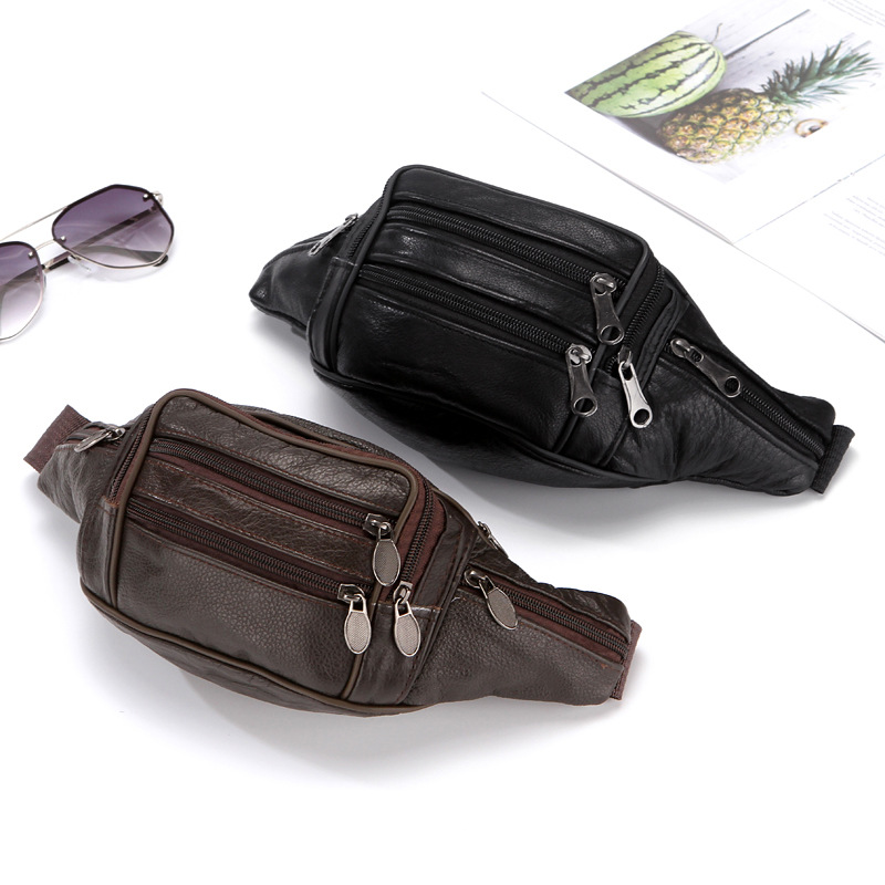 6 pull multi-functional cowhide waist bag men's large capacity stall business cashier coin purse factory wholesale