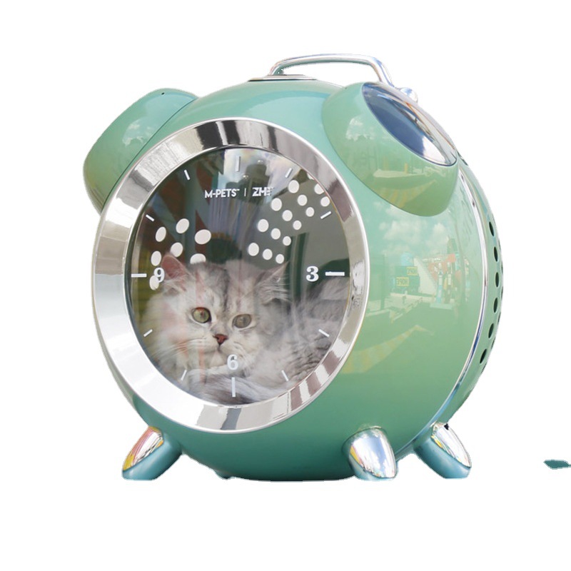 Zhongheng Direct Cross-border Alarm Clock Cat Bag Outgoing Portable Space Pet Cabin Large Capacity Backpack Transparent Cat Backpack