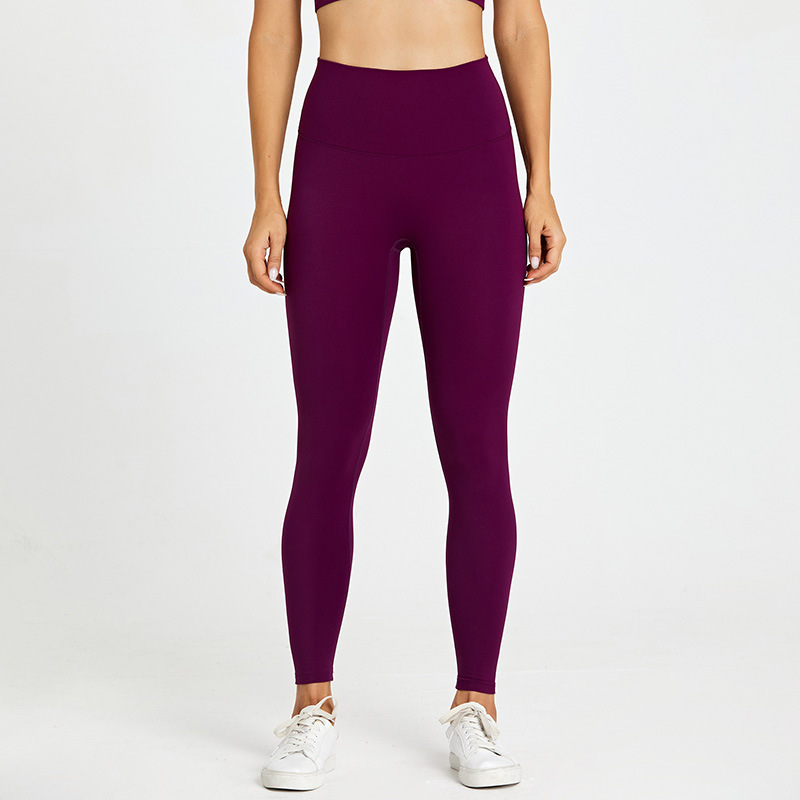 Cross-border European and American Naked Yoga Pants Women's No Embarrassment Line High Waist Hip Leggings Stretch Leggings Sports Fitness Pants