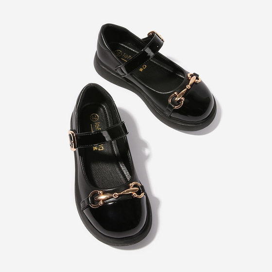 Girls' Leather shoes little girl flat loafers fashion color matching single shoes soft bottom children's shoes student British style shoes