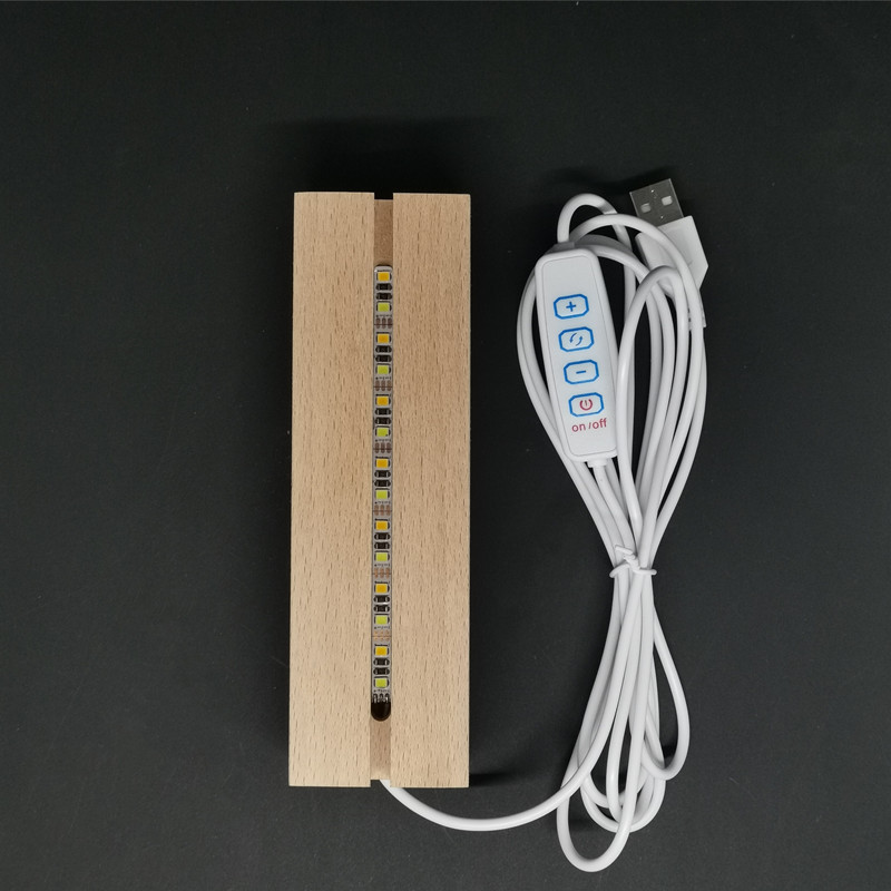 Solid Wood luminous base 3d night light acrylic luminous base led solid wood lamp holder usb plug bottom lamp holder spot