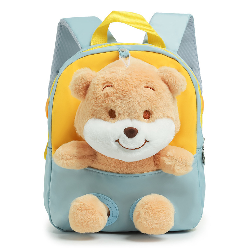 New Cartoon Teddy Bear Doll Backpack Cute Bear Nylon Kindergarten Schoolbag Boys and Girls Backpack Wholesale
