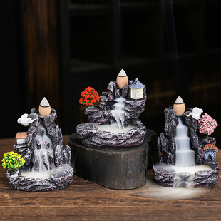 Factory direct creative high mountain water resin backflow incense burner sandalwood incense incense burner home interior decoration