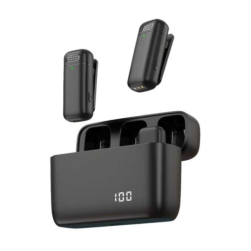 Wireless recording collar clip Mai K6 collar clip Mai one drag two live video noise reduction recording microphone with digital display cockpit cross-border
