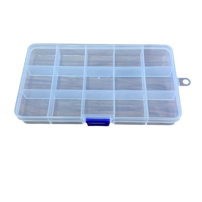 Fixed 10-grid buckle transparent plastic empty box rectangular covered packing box PP parts organizing storage box