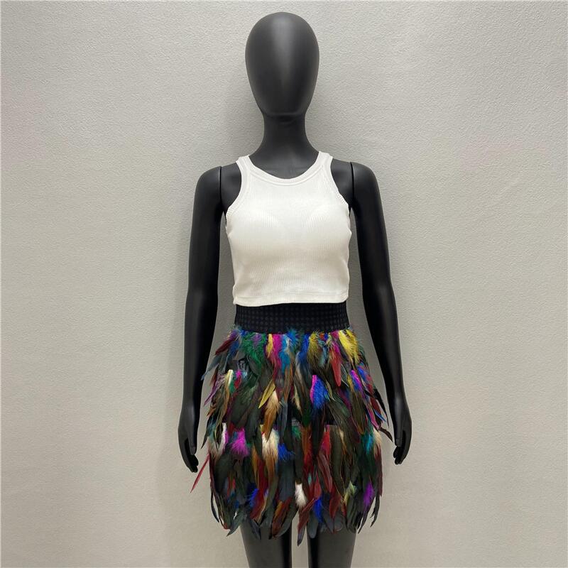 Amazon feather skirt cross-border hot 10 color masquerade skirt European and American women's fashion skirt