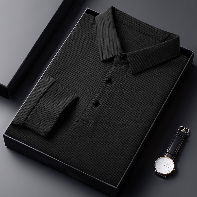 Long sleeve T-shirt men's autumn New lapel men's polo shirt basic fashion all-match solid color casual men's top