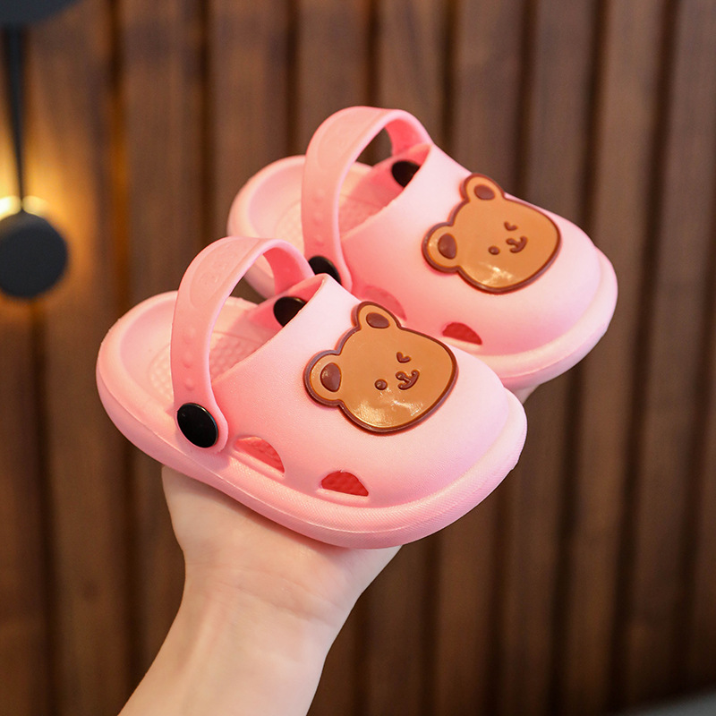 Children's Slippers Summer New Cute Baby Bear Female Shoes Boys Soft Bottom Non-Slip Home Bathroom Slippers