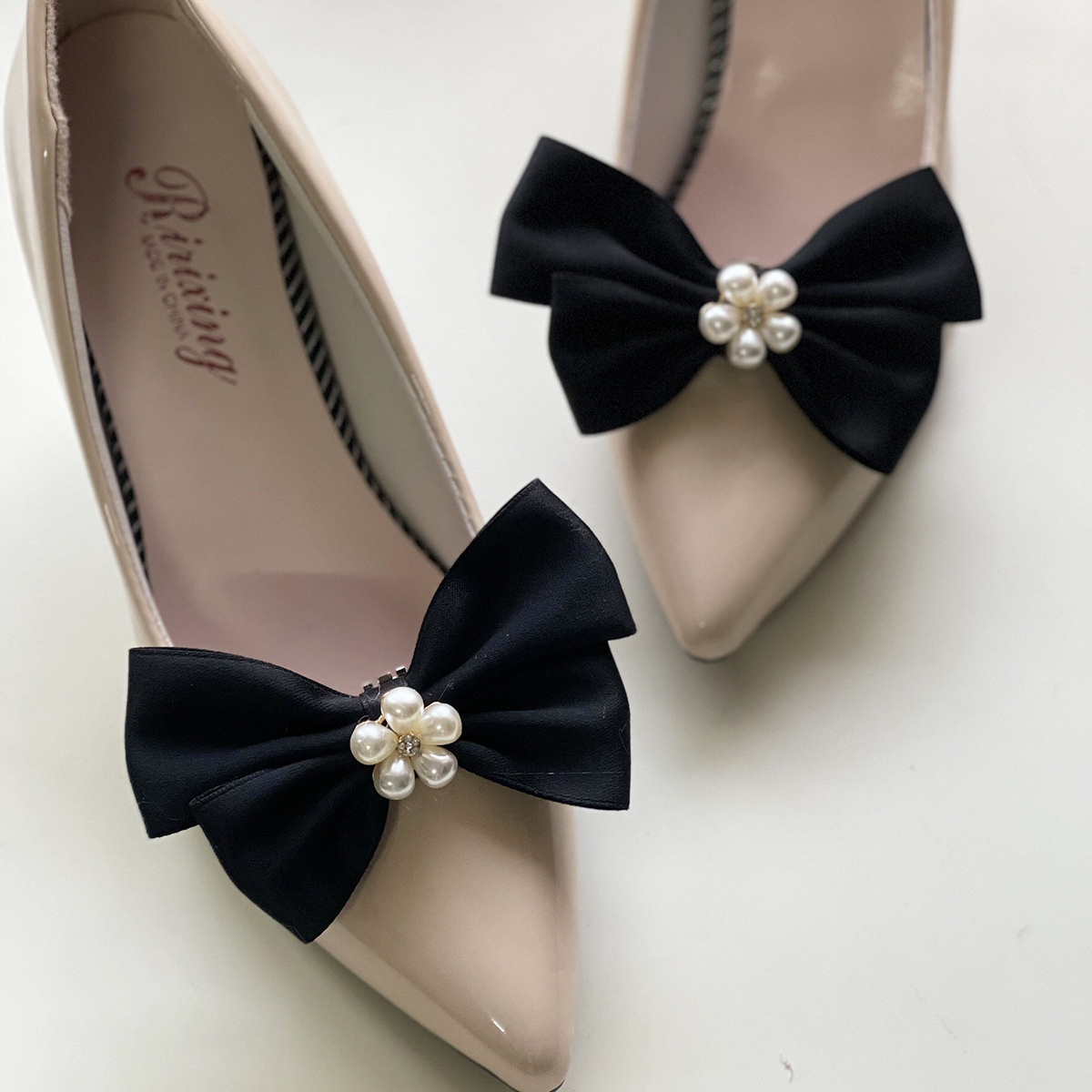 Bridal Wedding Accessories White Bow Alloy Decorative Shoe Buckle Wedding Shoes Decoration 2 One Set of European and American Cross Border