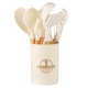 12-piece wooden handle white silicone kitchenware