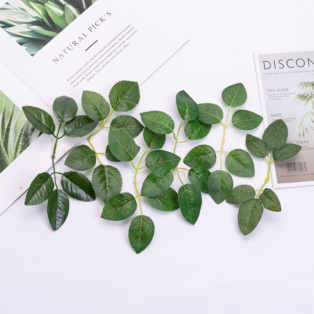 Simulation six-prong silk-screen rose leaf silk mesh flower rose flower bone-radiating leaf simulation leaf rose six-leaf cloth leaf