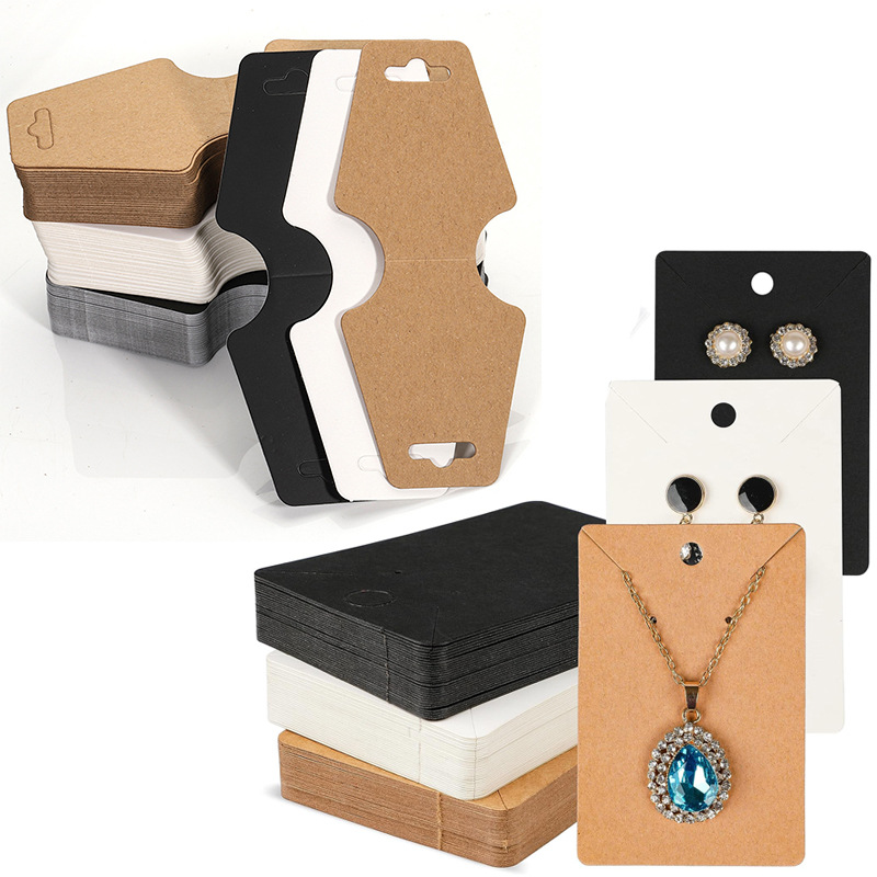 in stock blank cowhide folding card jewelry packaging hair accessories hanging card independent in stock factory direct cross-border