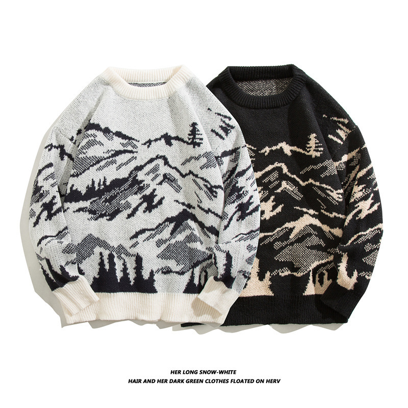 Sweater men's spring and autumn Japanese retro creative sweater Harajuku style ins loose Ruan handsome pullover sweater coat