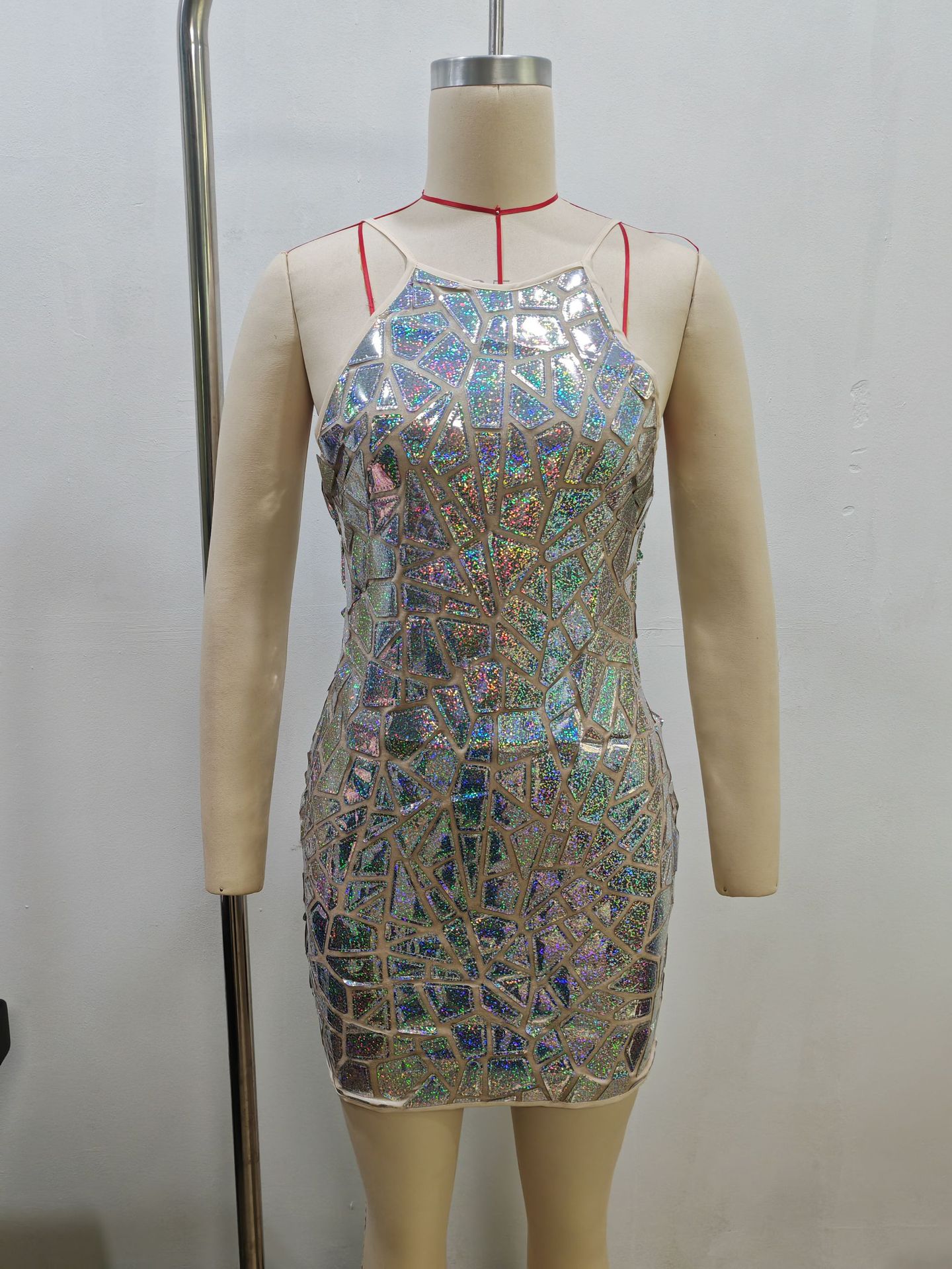GY24075 Fashion Sexy Large Sequin Sling Dress European and American Cross-border New Products
