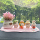 4 rabbits + powder pots + flower mats