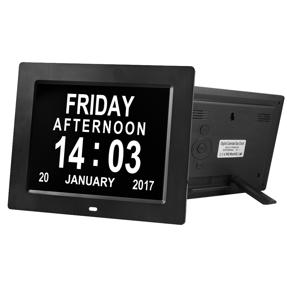 Cross-border hot sale 8 inch LED digital clock electronic desk calendar photo frame large font clock machine intelligent alarm clock for the elderly