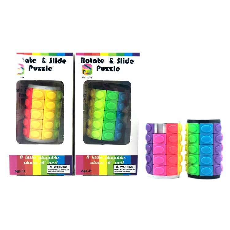 Amazon Hot Selling Three-Dimensional Rotating Cylindrical Rubik's Cube Children's Educational Sliding Magic Tower Decompression Rubik's Cube Gift Toy