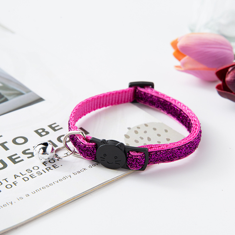 2021 pet cat collar with Bell cat face collar safety buckle cat collar golden onion velvet collar