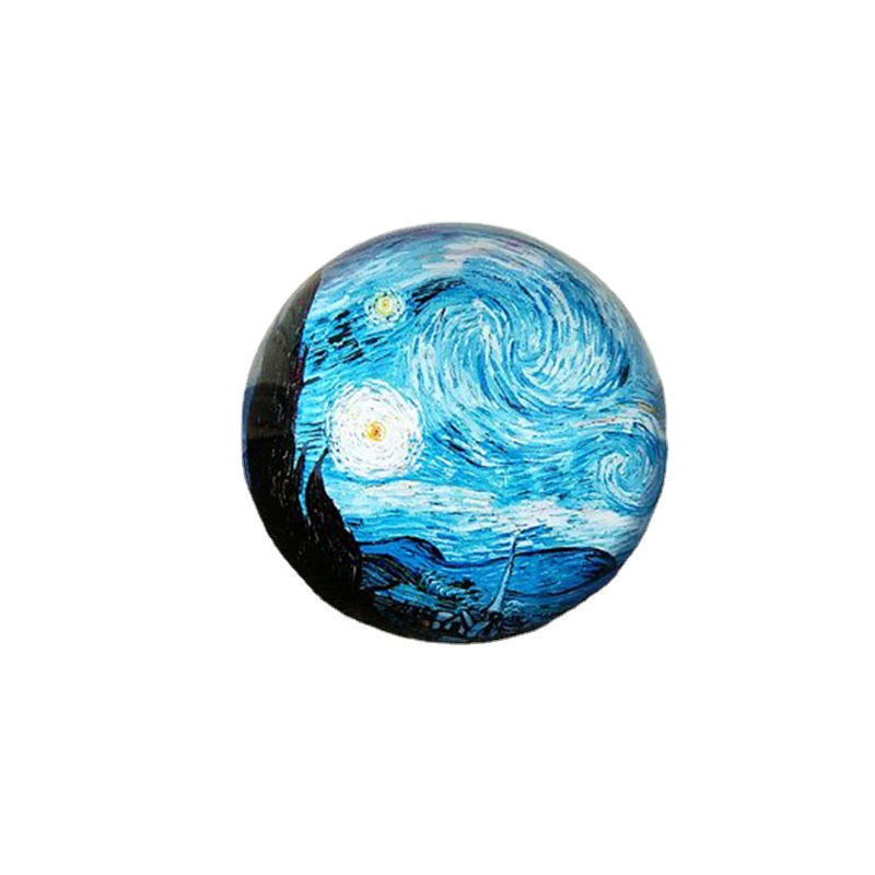 Van Gogh oil painting Starry Night crystal glass hemisphere color printing paper pressure creative decoration gift decoration