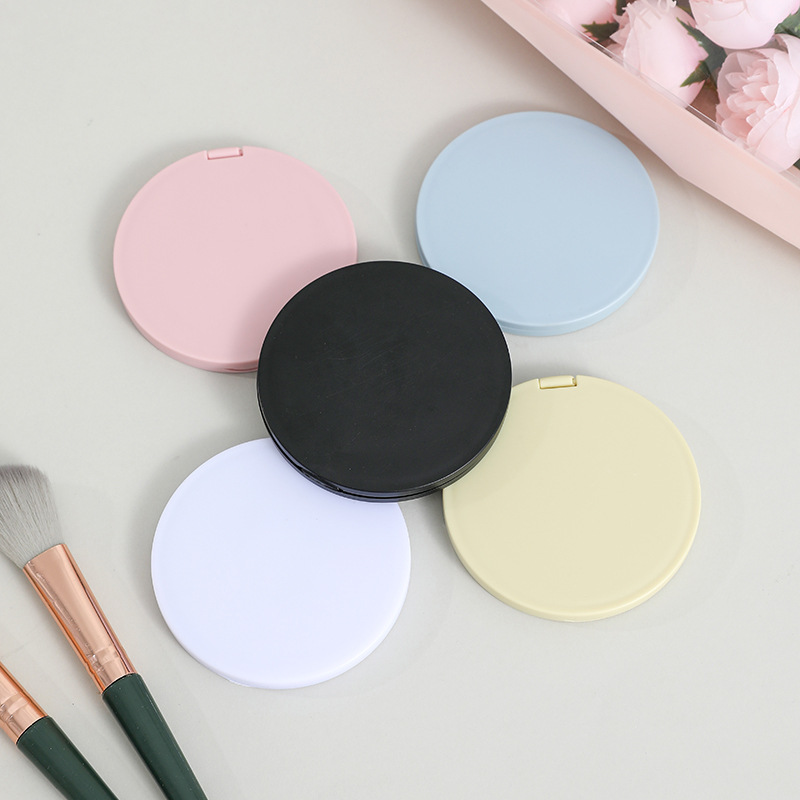 Foldable makeup mirror round small size portable DIY cream glue double-sided flip portable small mirror wholesale factory