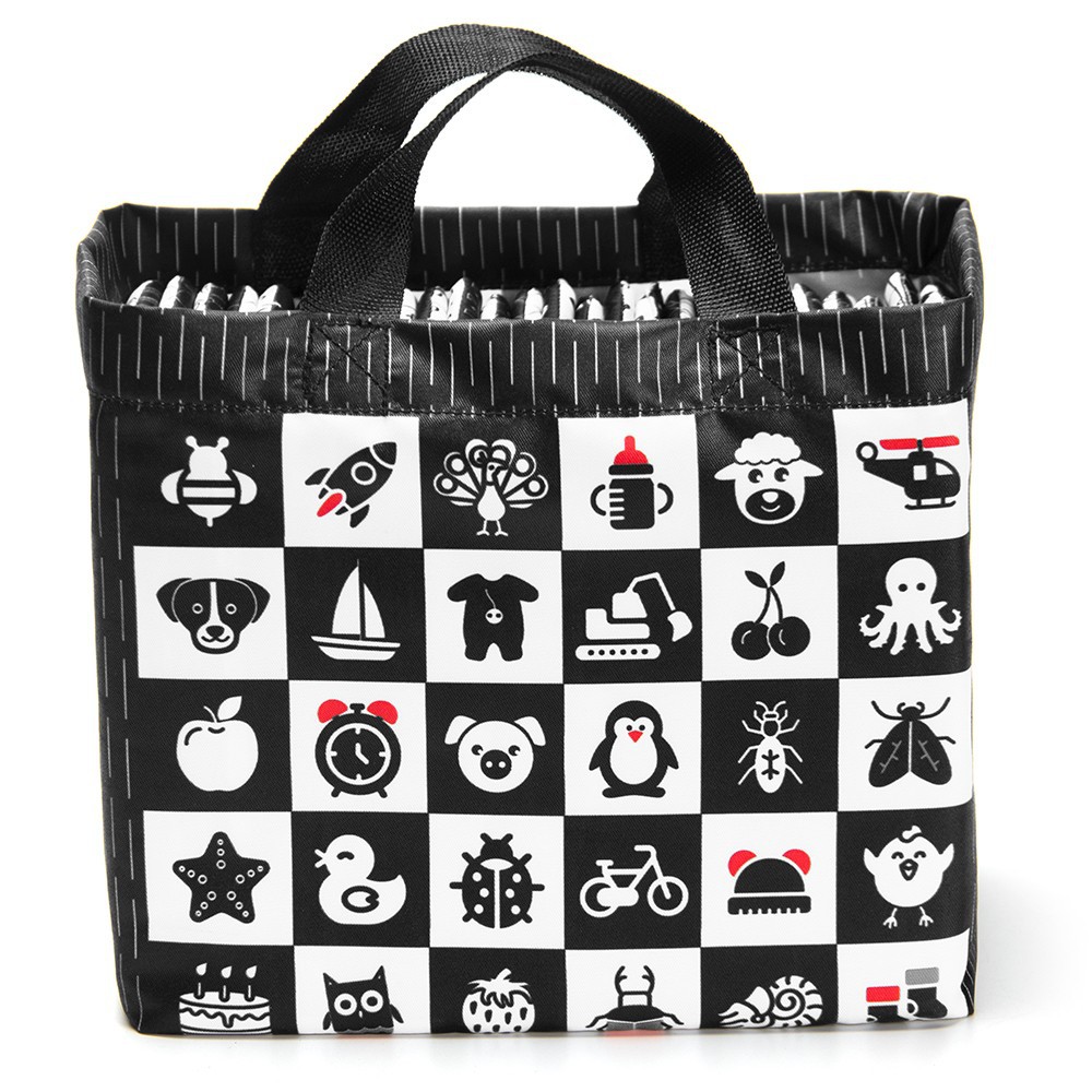 Amazon Toys hot selling baby early education black and white card portable suit cloth book Baby tear-proof visual book