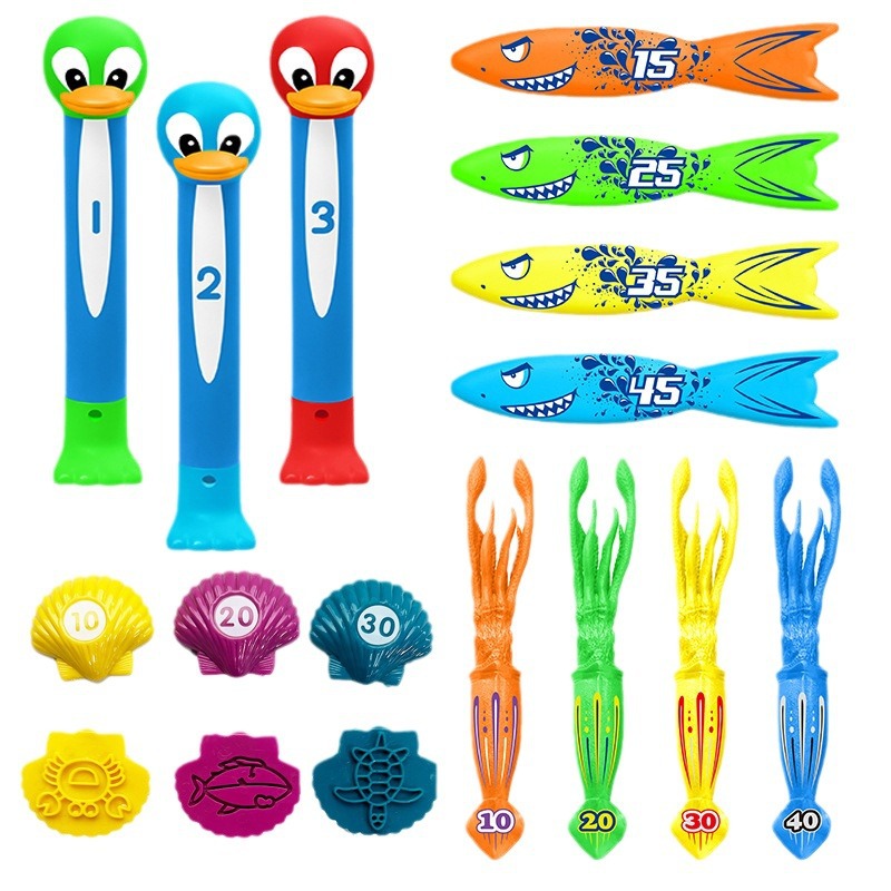 Cross-border Amazon Water Diving Toy Children's Swimming Pool Training Diving Torpedo Water Ring Assembled Toy suit