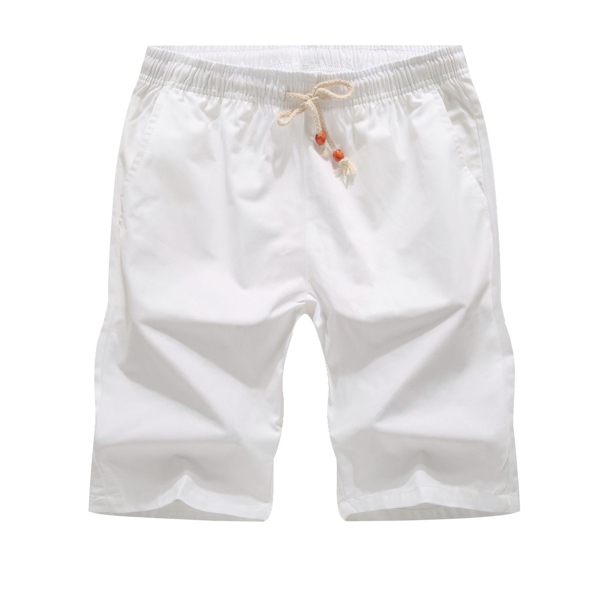 Summer Men's Casual Shorts Youth Spot Pure Cotton Mid-waist Straight Casual Solid Color European and American Men's Pants Cross-Border