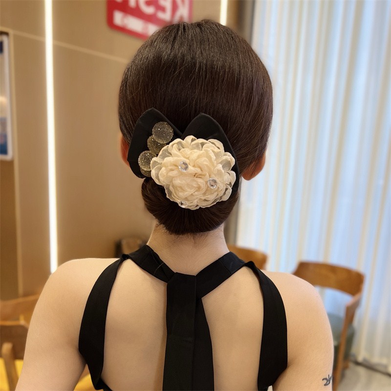 ハイエンドの感触の花の弓ボールヘッドヘアネクタイ怠惰なツイストヘアアイロン女性のヘアアクセサリークリップ|undefined