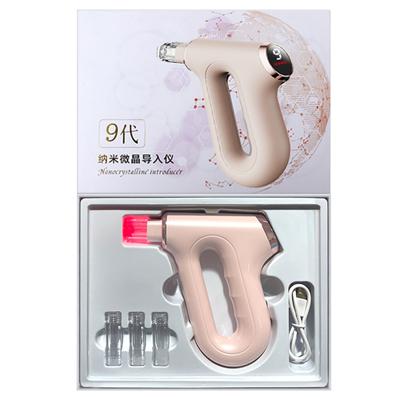 Tiktok hot household red and blue water light gun EMS needle-free water light hydrating microcrystal import essence beauty instrument wholesale