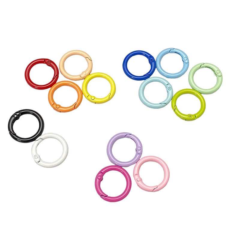 Factory color ring open ring metal key ring buckle Paint Spring buckle ring diy jewelry accessories material