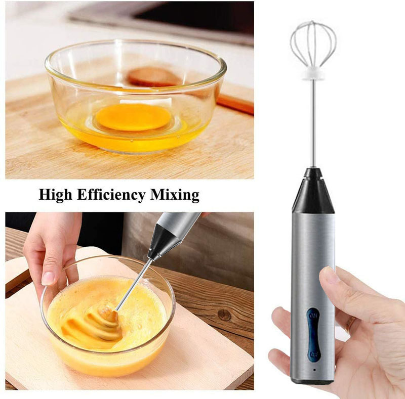 USB rechargeable electric milk frother stainless steel household egg beater coffee frother milk frother