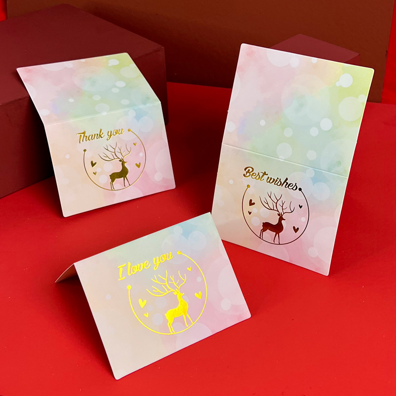 Small fresh Japanese and Korean ins style greeting card holiday flower shop flower gift box Thank you blessing bronzing small greeting card pieces wholesale