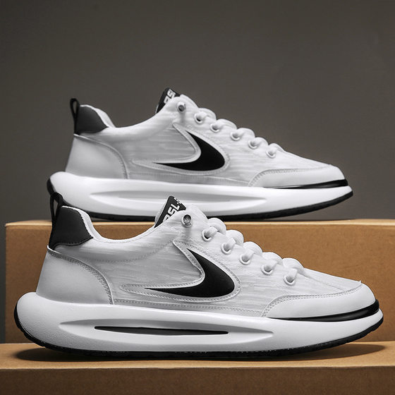 Men's shoes spring new breathable Ice Silk cloth mesh shoes trendy versatile clunky sneakers soft bottom sports casual argan shoes