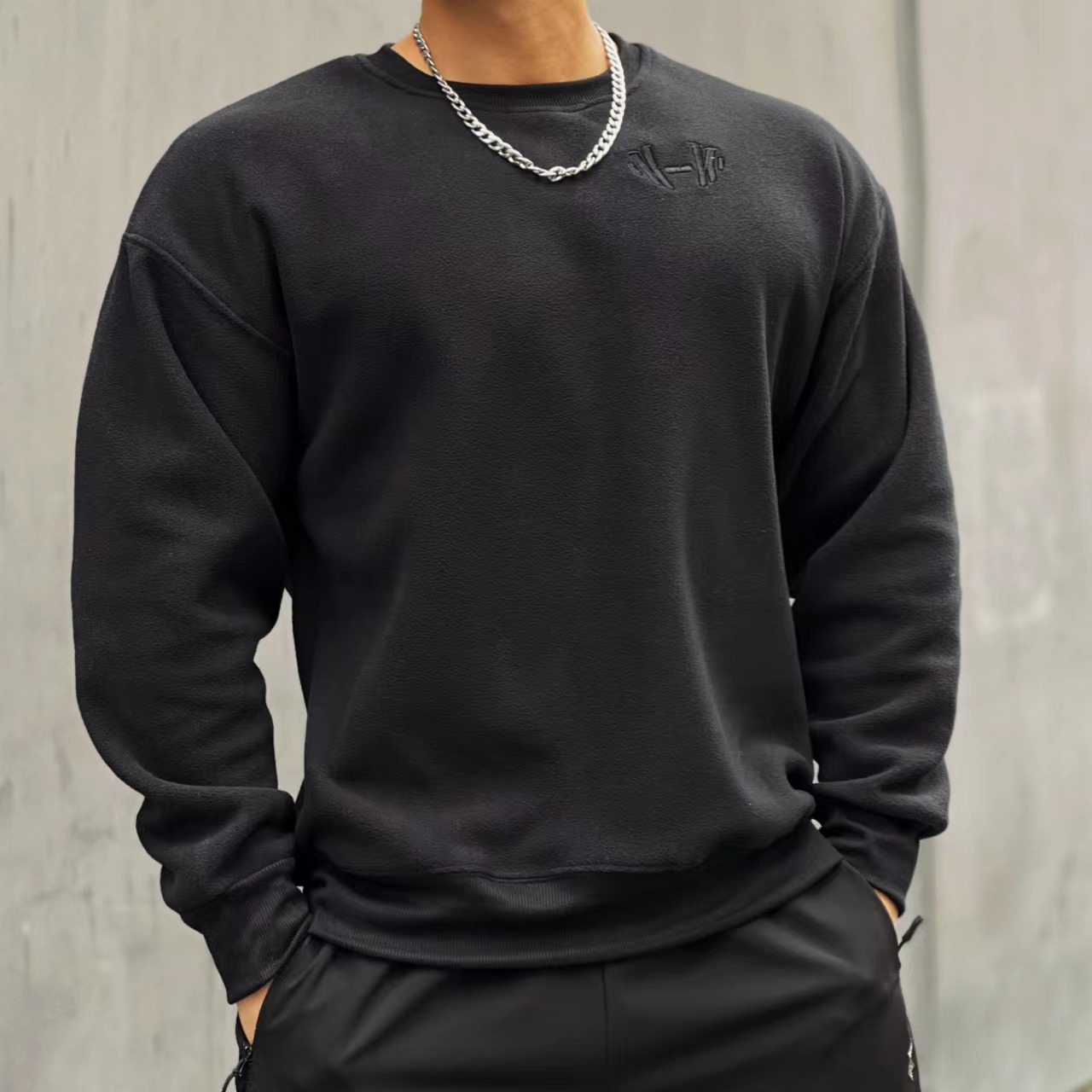 Muscle Autumn and Winter Men's Sports Leisure Running Gym Exercise Double-sided Shake Grain and Velvet Loose Warm Long Sleeve Jacket