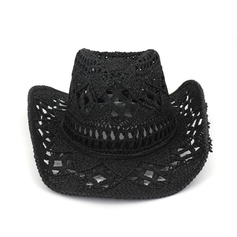 New hand-woven straw hat Hollow spring and summer breathable Men's and women's lovers hat sunscreen Western cowboy hat