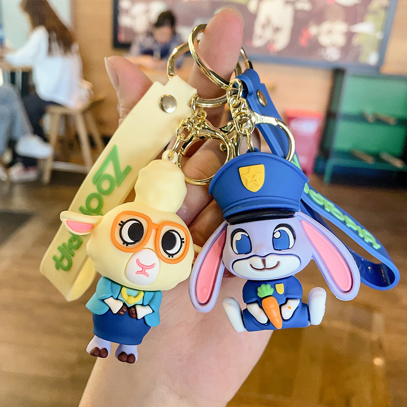 新款卡通動物城鑰匙扣可愛PVC公仔汽車鑰匙圈 包包掛件掛飾禮品